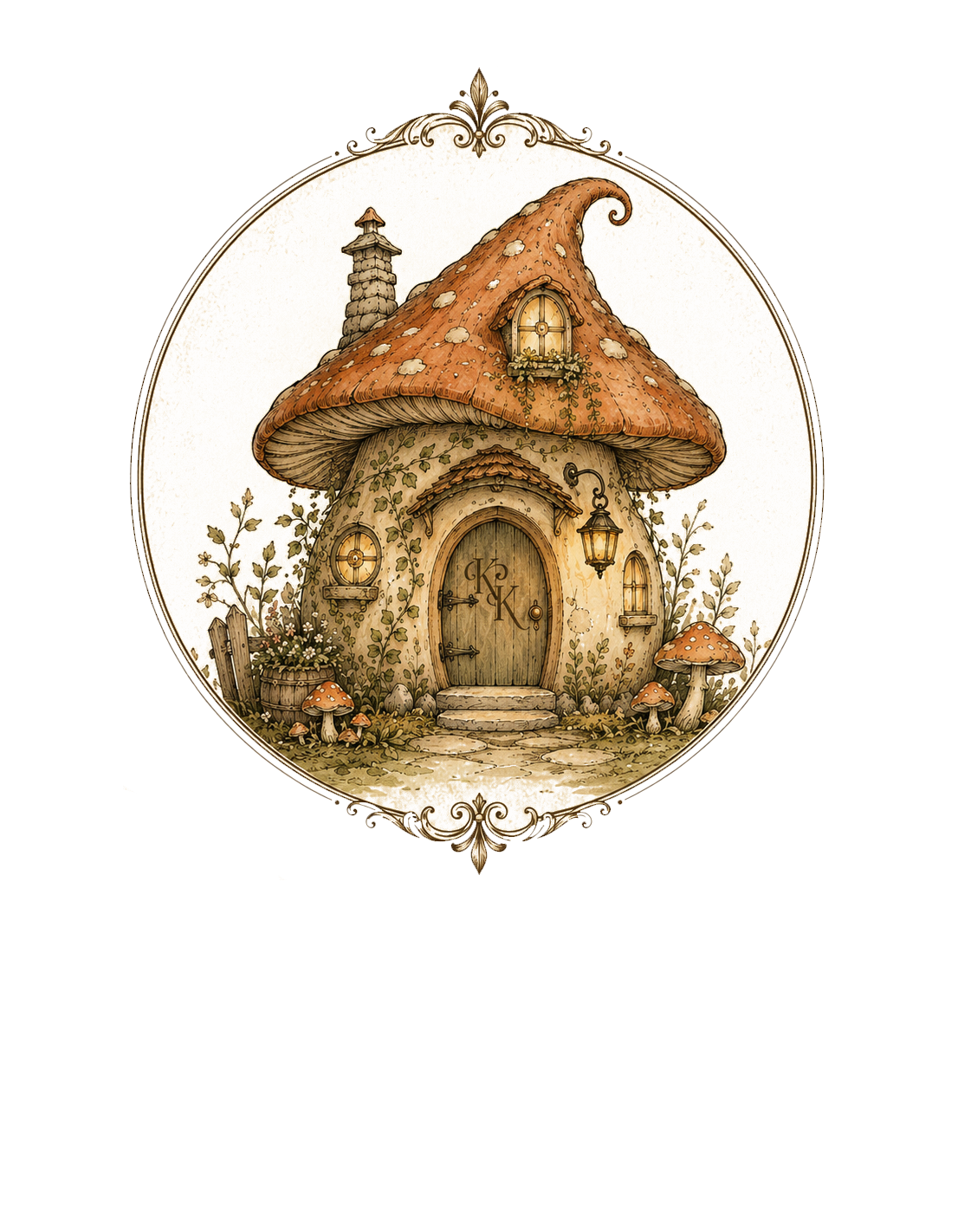 Knack and Kin mushroom house logo